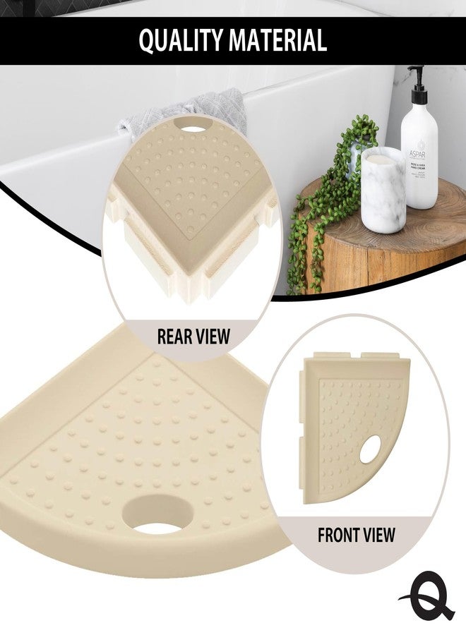 Questech 5" Corner Shower Footrest, Lugged for New Construction, Shaving Shelf for Inside Shower, Bathroom Storage Corner Caddy, Metro Lugged, Sand Matte - Image 2